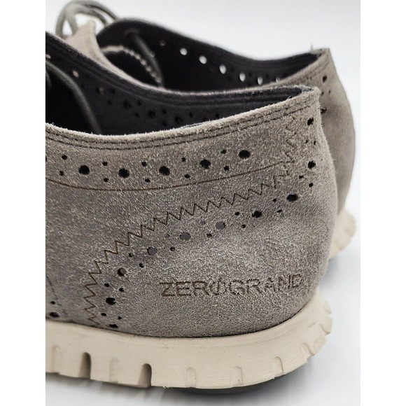 Cole Haan Women's Zerogrand D44059 Suede Wingtip Shoe Perforated Gray Size 7B - Picture 6 of 10
